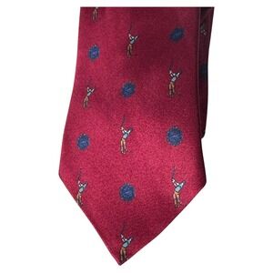 Polifroni Milano Golf‎ Tie Burgundy Blue Golfers Pattern Necktie Menswear